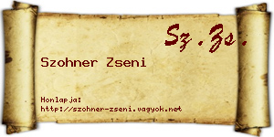 Szohner Zseni névjegykártya